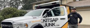 kitsap junk removal pro in front of junk removal truck